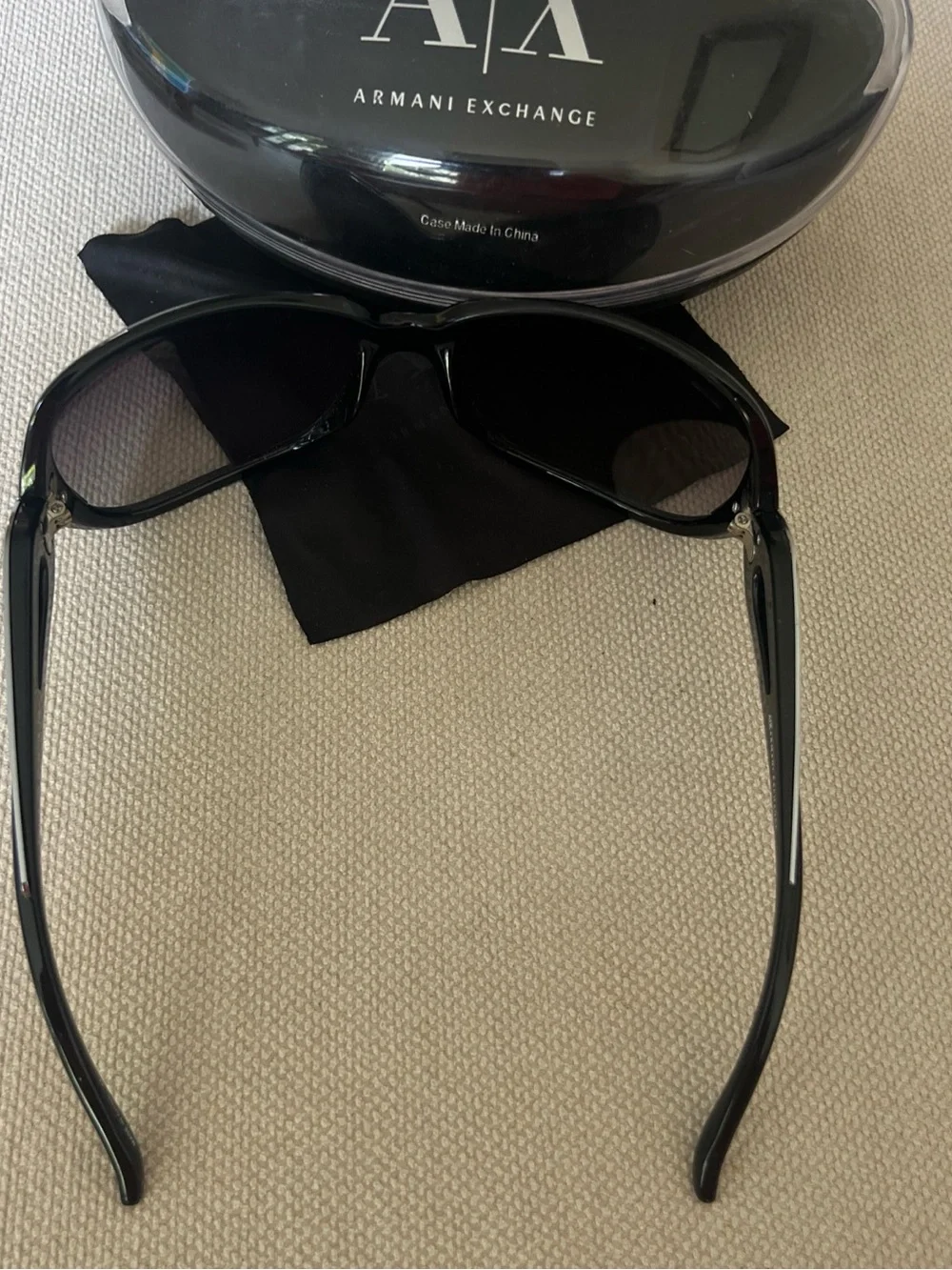 Armani Exchange Glossy Black Oversized Women's Sunglasses